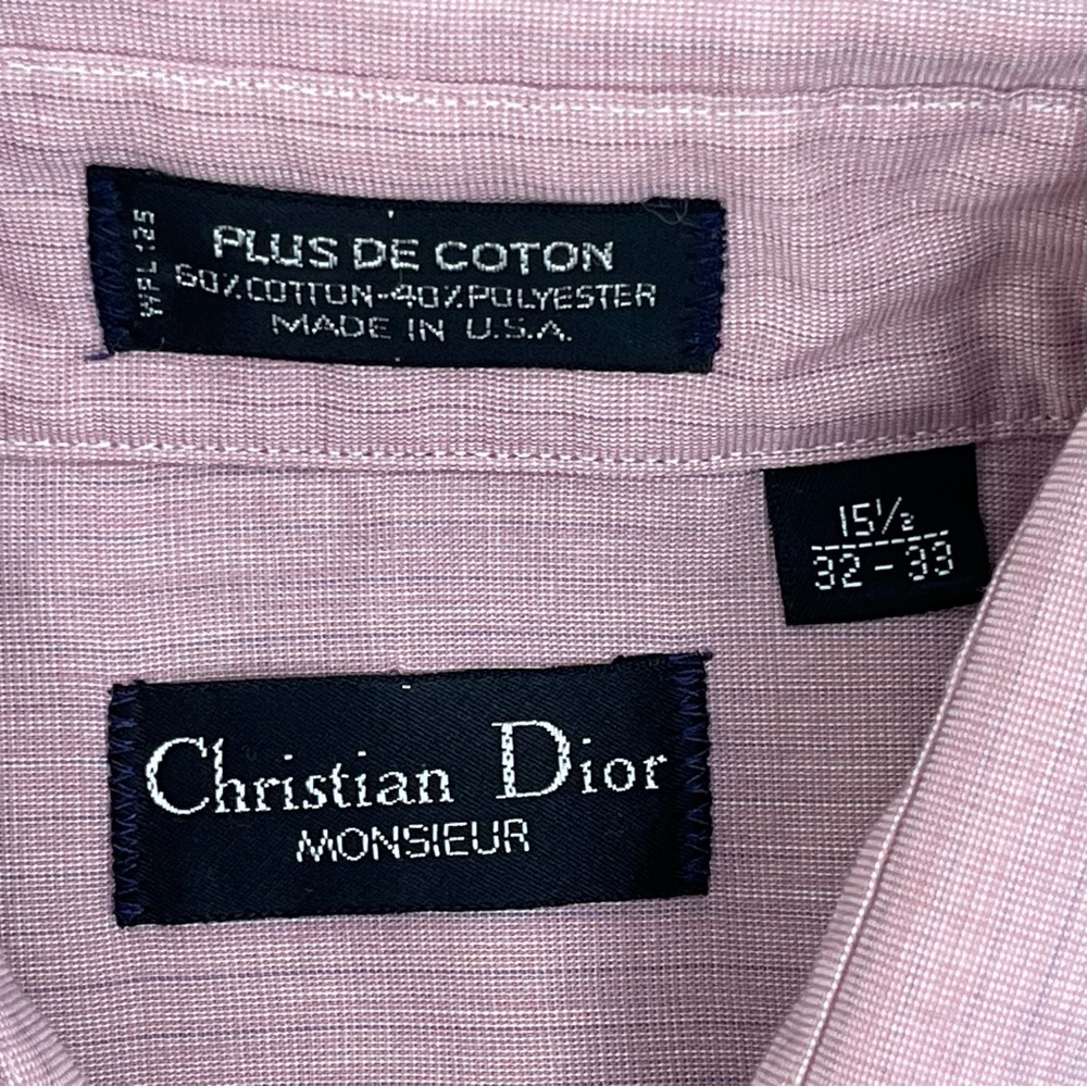 Vintage Christian Dior Shirt Adult Neck 15.5 Pink Button Up Designer Preppy Men - Picture 5 of 12